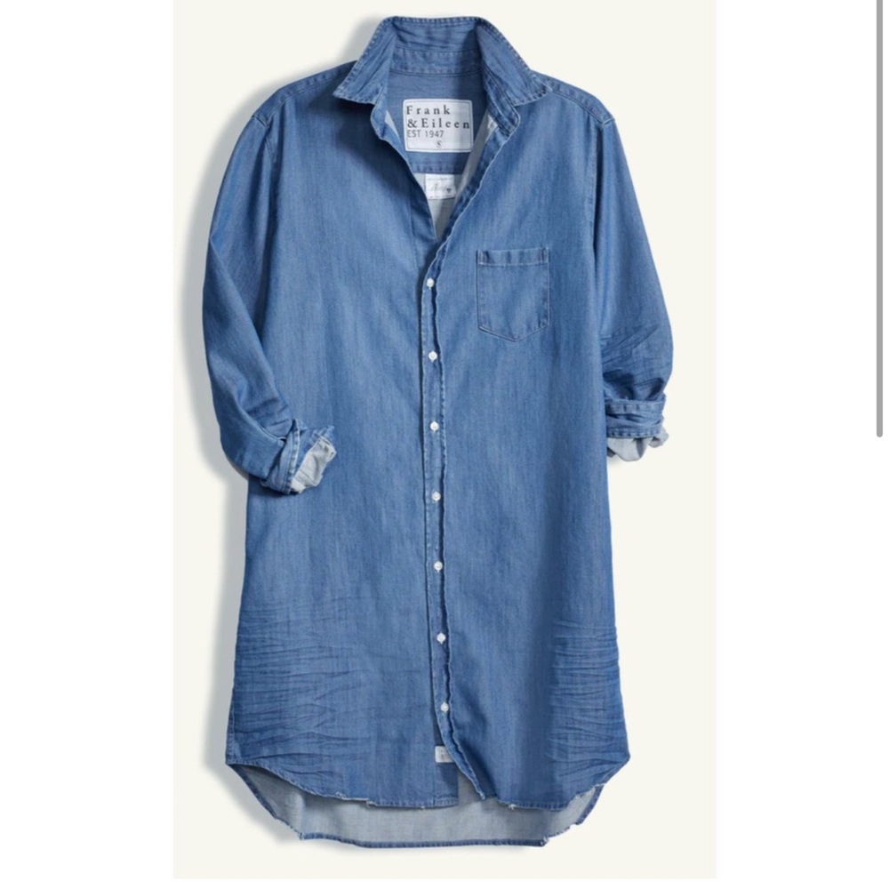 Frank & Eileen Classic Button Up Shirtdress In Vintage Stonewashed Indigo Size L